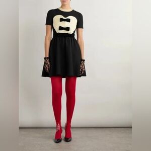 VALENTINO GARAVANI Bow Detailed Wool Silk Mini Dress IT 46 US 10 Org $4,100